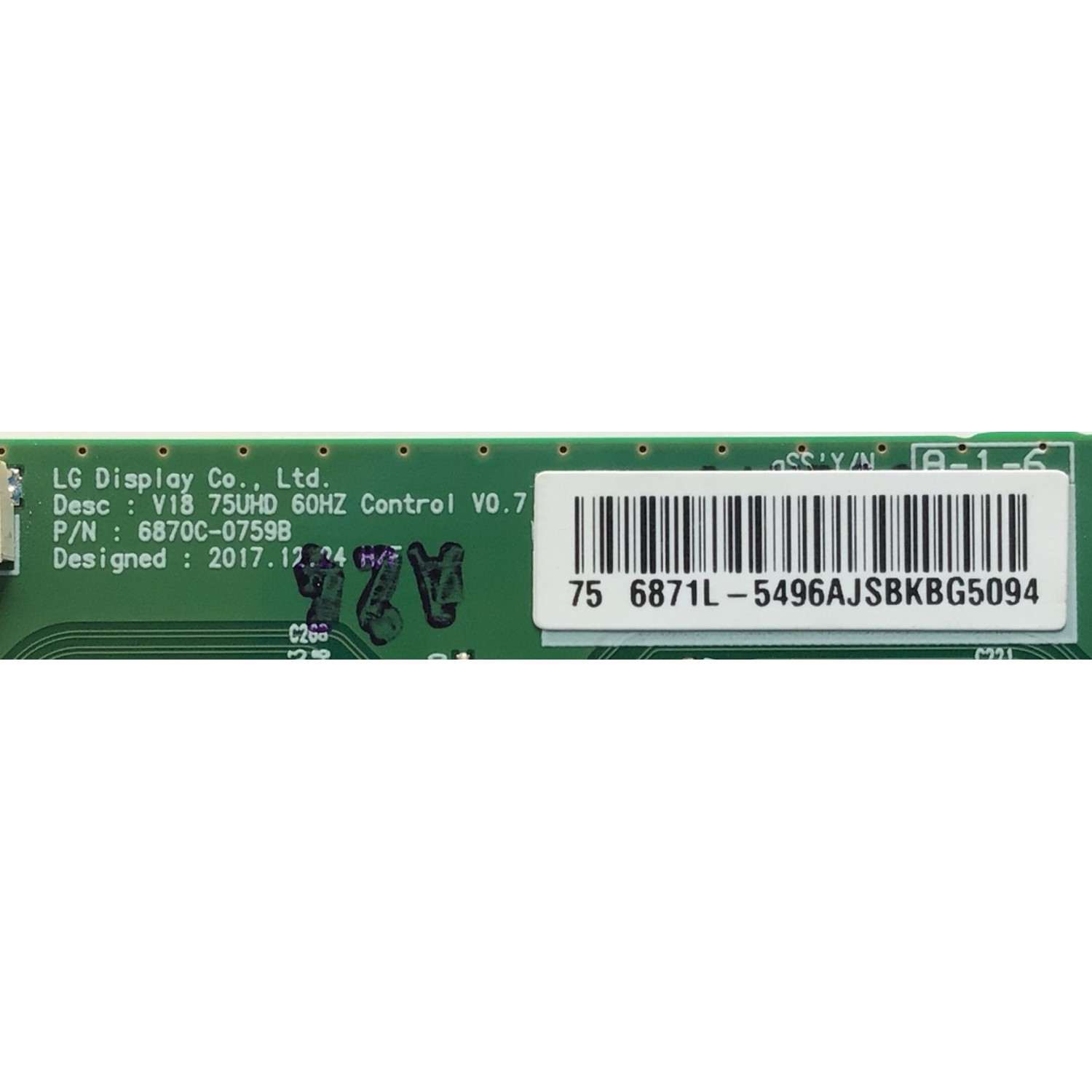 KIT DE TARJETAS PARA TV LG / MAIN EBT66214402 / EAX68253605(1.1) / FUENTE EAY64908601 / LG975T-18U1 / T-CON 6871-5496A / 6870C-0759B / 5496A PANEL NC750DQE-AAGR3 / MODELO / 75UM6970PUB.BUSYL0R / 75UM6970PUB - Imagen 3
